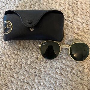 Ray-Ban Gold and Black Aviator Sunglasses